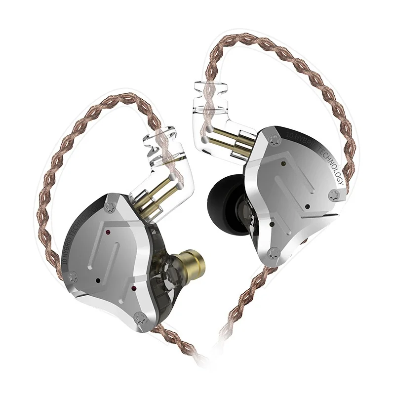 BlacknoMic KZ ZS10 Pro 3,5 мм проводные наушники 4BA 1DD 10 единиц HiFi гарнитура тяжелый бас шумоподавление катушки железные наушники с HD микрофоном - Цвет: BlacknoMic