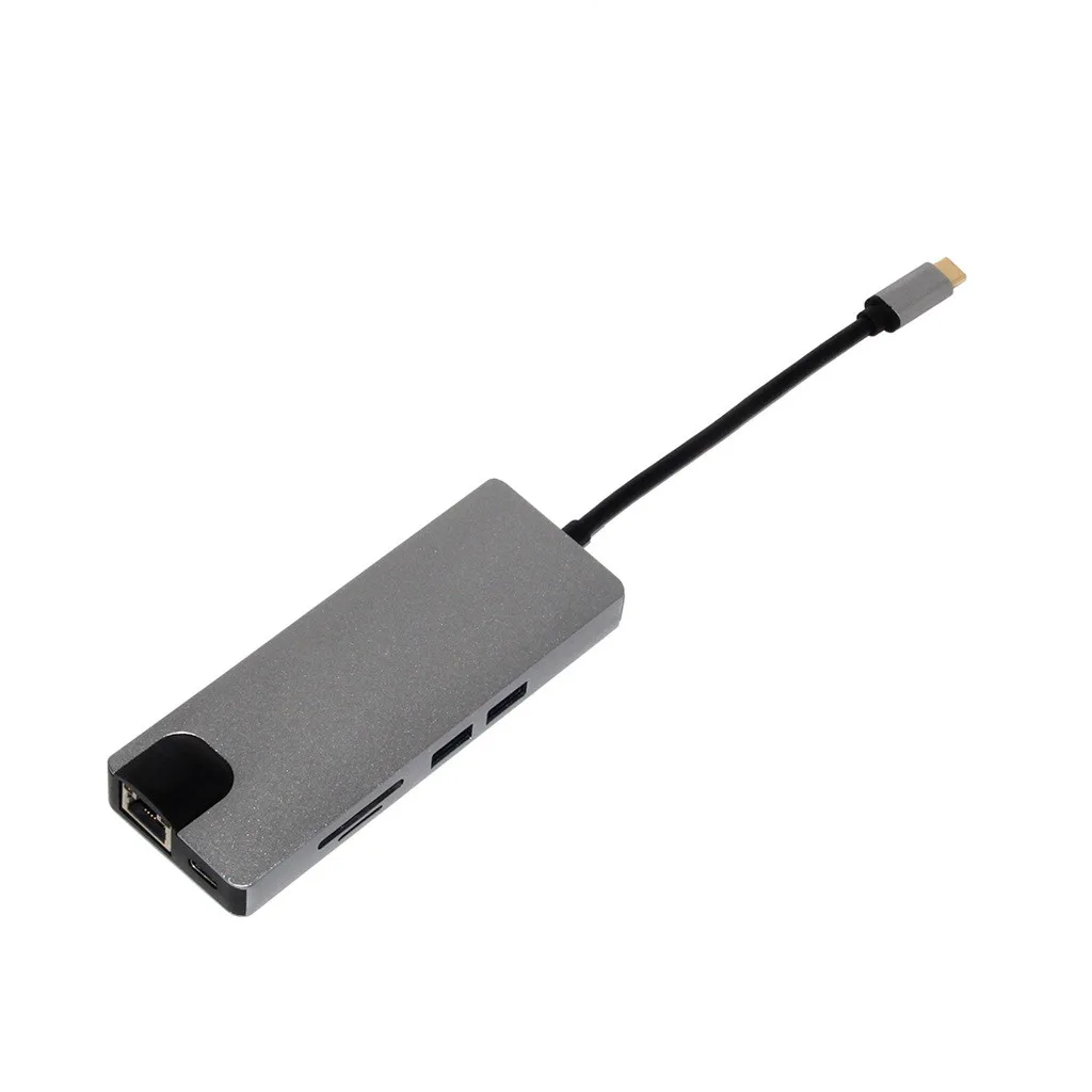 Ouhaobin Type C 8 в 1 концентратор для Hdmi 4k Rj45 адаптер Micro Sd Tf кард ридер Usb c Otg ПК|USB-хабы| |