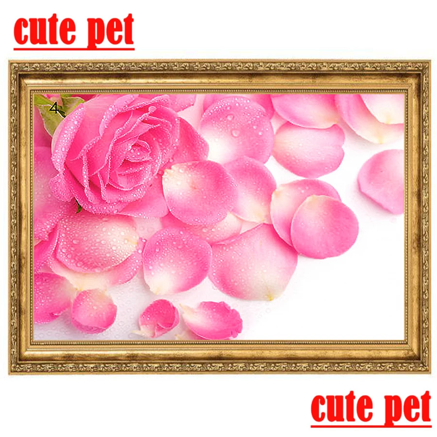 

5d алмазная живопись, розовая роза, 3d обои, пазл, домашний Настенный декор, искусство «сделай сам», вышивка крестиком, алмазная вышивка, мозаика, живопись