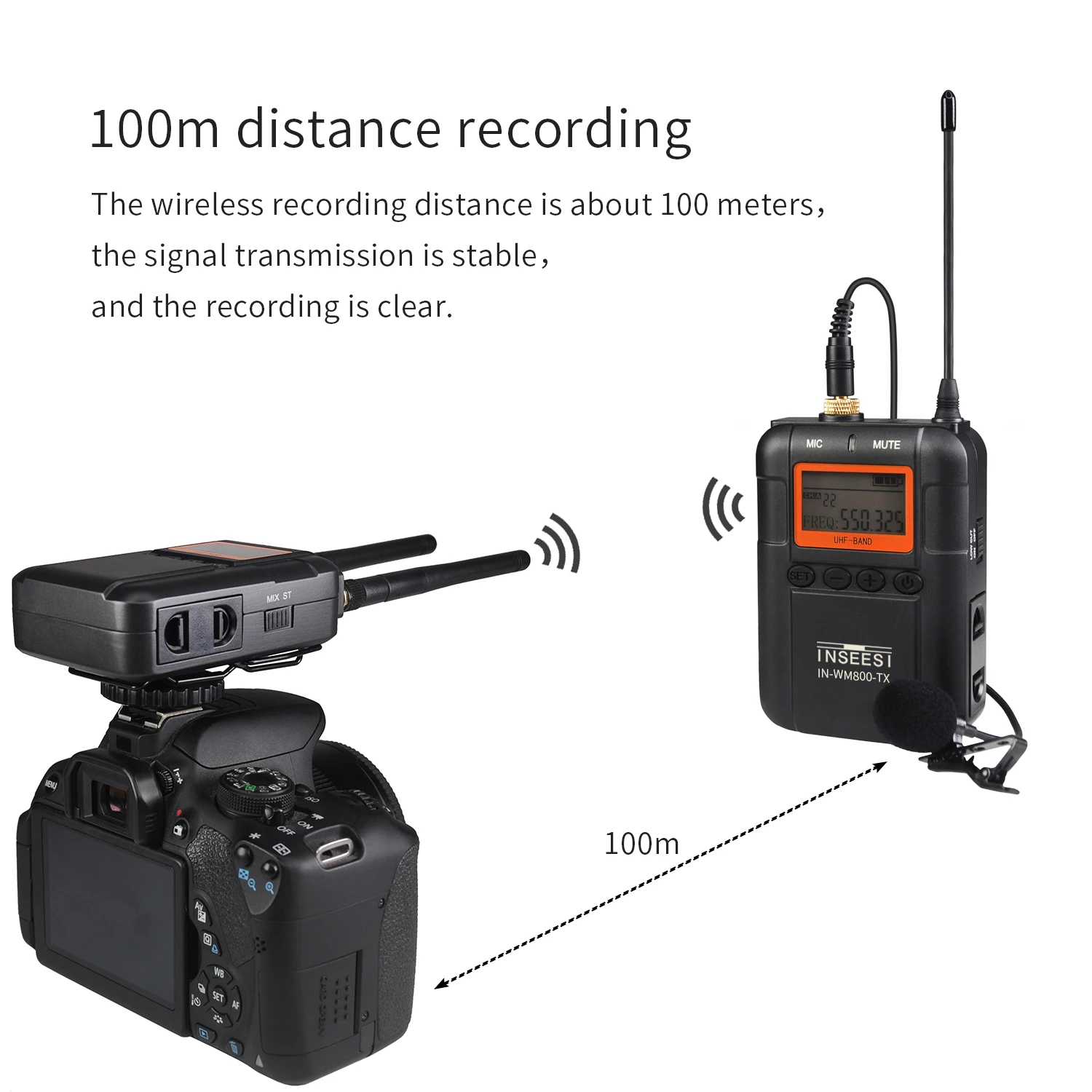 IN-WM600/IN-WM800 петличный беспроводной микрофон системы UHF двухканальный с ЖК-экраном для Canon Nikon DSLR камеры видеокамеры