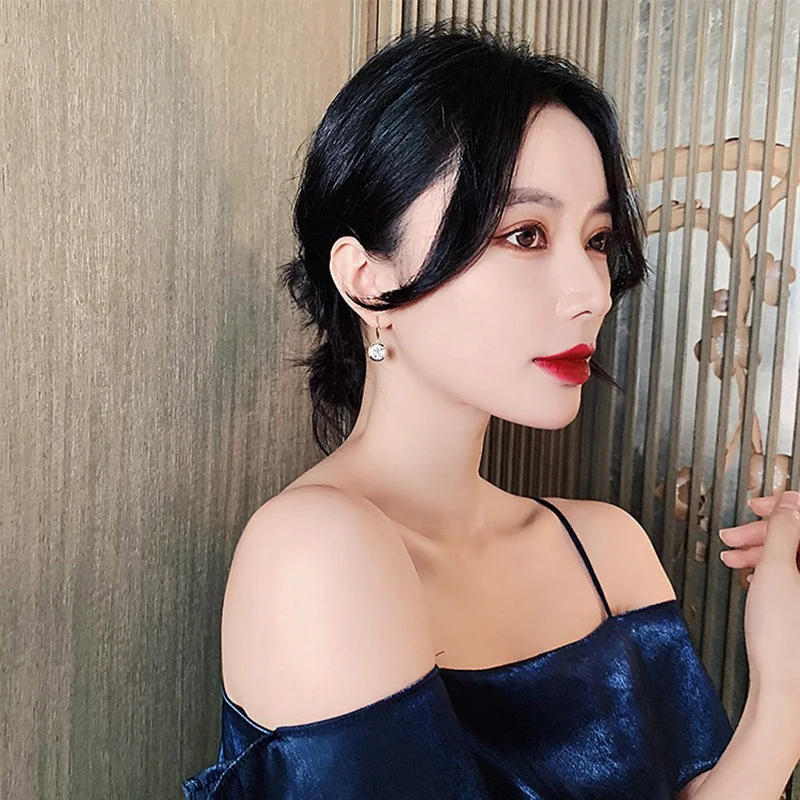 

Trendy Round Simple Crystal Dangle Earrings for Women Fashion Sweet Water Drop Pendant Earring Girl Party Birthday Jewelry