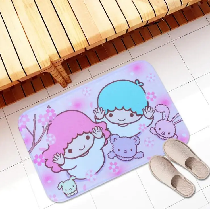 Черный Мультяшные персонажи Little Twin Stars принт плюшевый коврик для ног коврик дверной коврик ковер плюшевые игрушки 3047 - Цвет: Черный