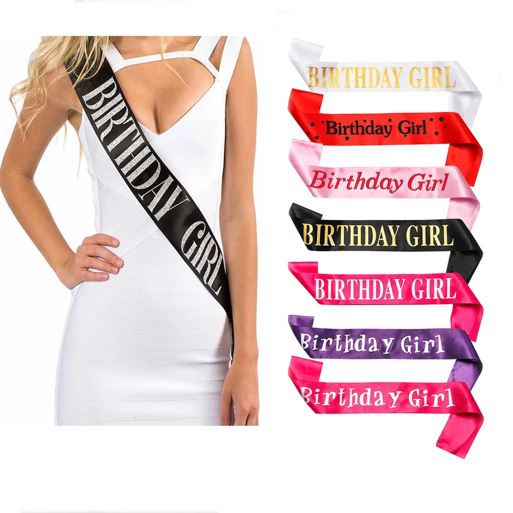 

1 Piece Birthday Girl Glitter Ribbon Belt Mermaid Ribbon Shoulder Strap Party Supplies Fashion Decoration Accessories