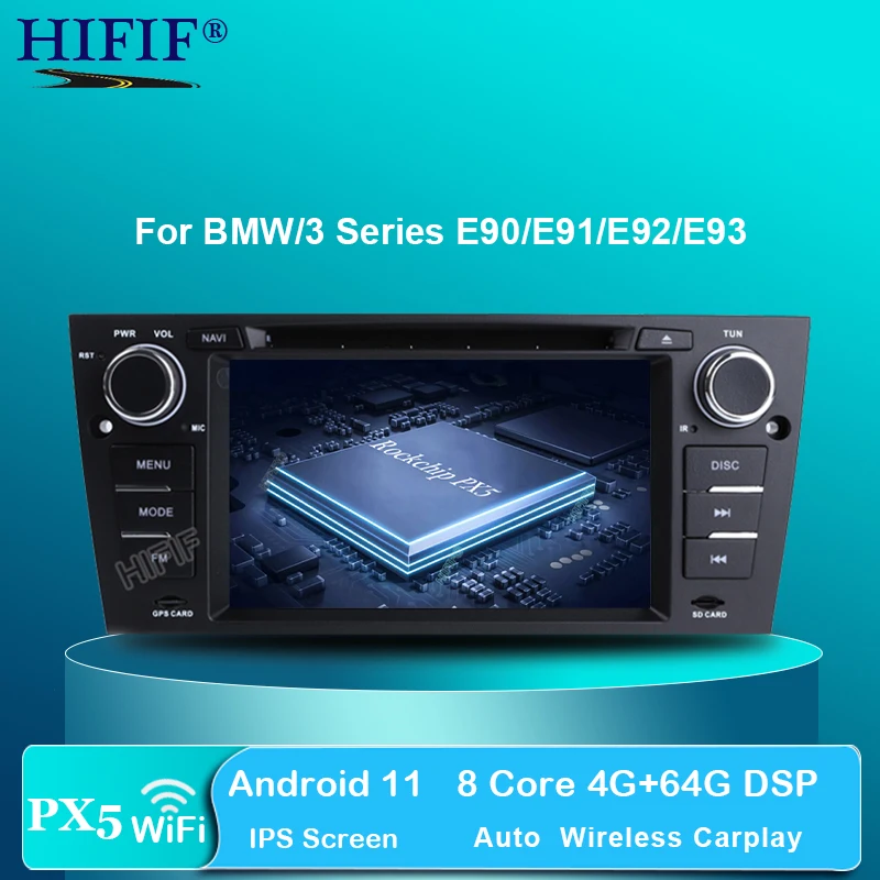 Автомобильный DVD плеер IPS DSP Android 11 для BMW/3 серии E90/E91/E92/E93 Octa Cores 4 Гб RAM 32 ГБ ROM 3G/4G Wifi GPS