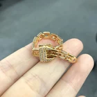 Классические креативные открытые золотые кольца с пряжкой для ремня, женский свадебный комплект ювелирных изделий из циркония, 2022