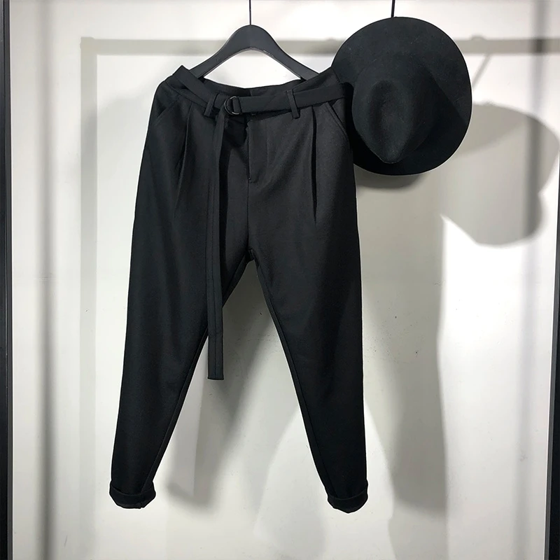 

Men's Fashionable Casual Pants Autumn Winter Pure Yarn-Dyed Belt Design Simple Quality Radish Pants Tide Men's Boots Pants
