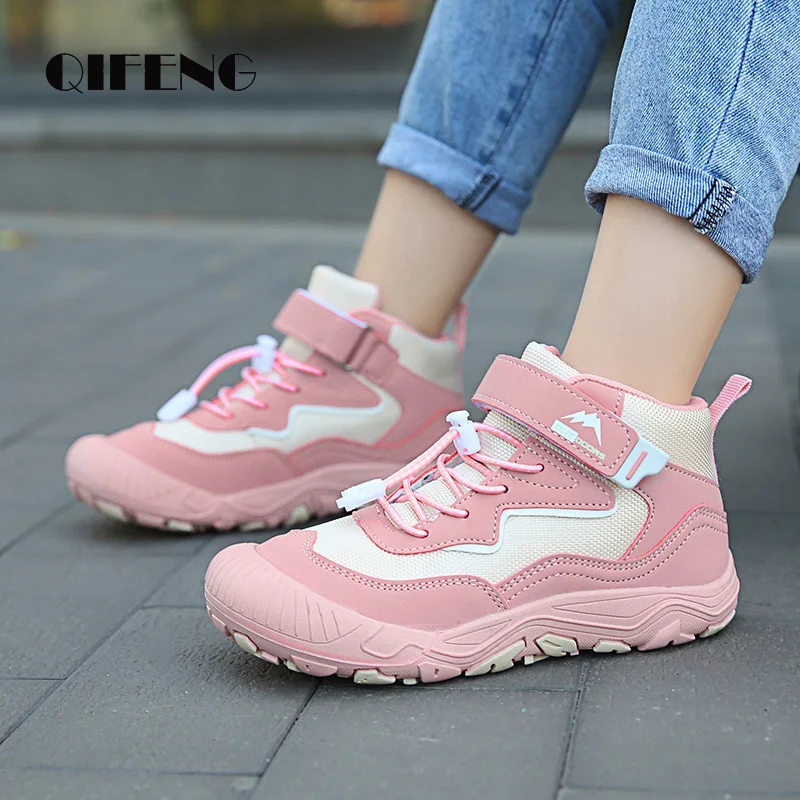 Children Fashion Ankle Boots Boys Girl Non-slip Winter Warm Tactical Sneakers Kids Outdoor Footwear Female Hiking Boot Rubber