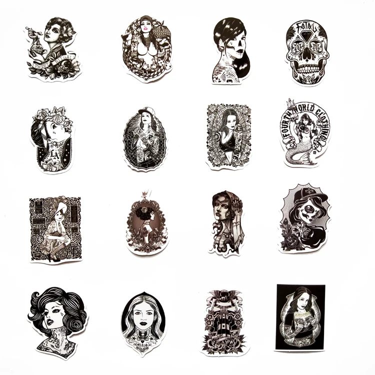 68 шт. черно-белые наклейки для тату красоты автомобиля сексуальные Граффити
