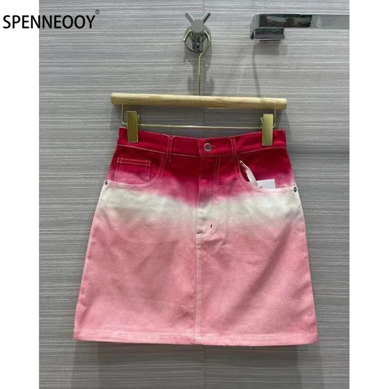 SPENNYMOOR  2021 Designer Brand Summer Gradient Mini Skirt  Women Fashion Embroidery A Line Skirt