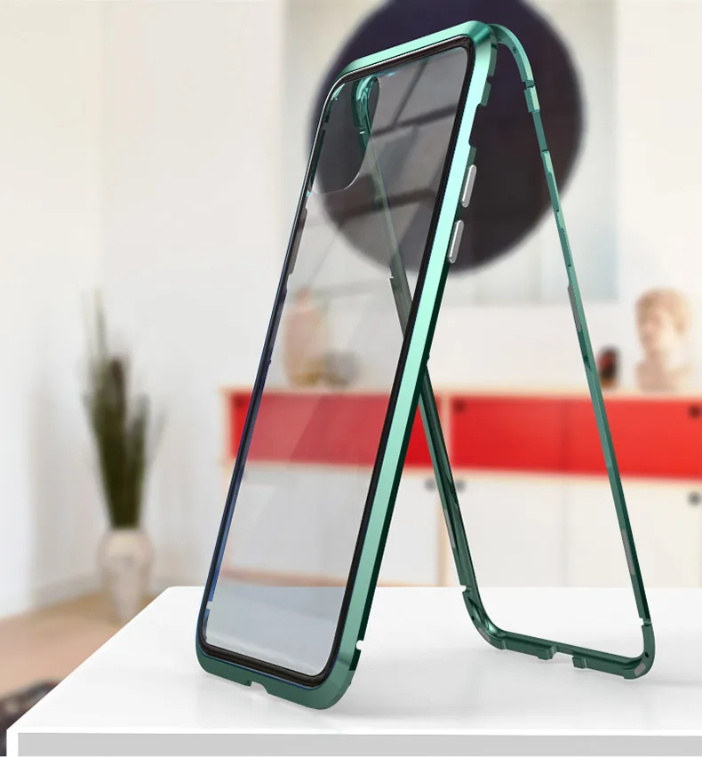 Металлический магнитный адсорбционный чехол для iphone 11, чехол из закаленного стекла для iphone 11 pro max, Новые Чехлы, бампер, чехол