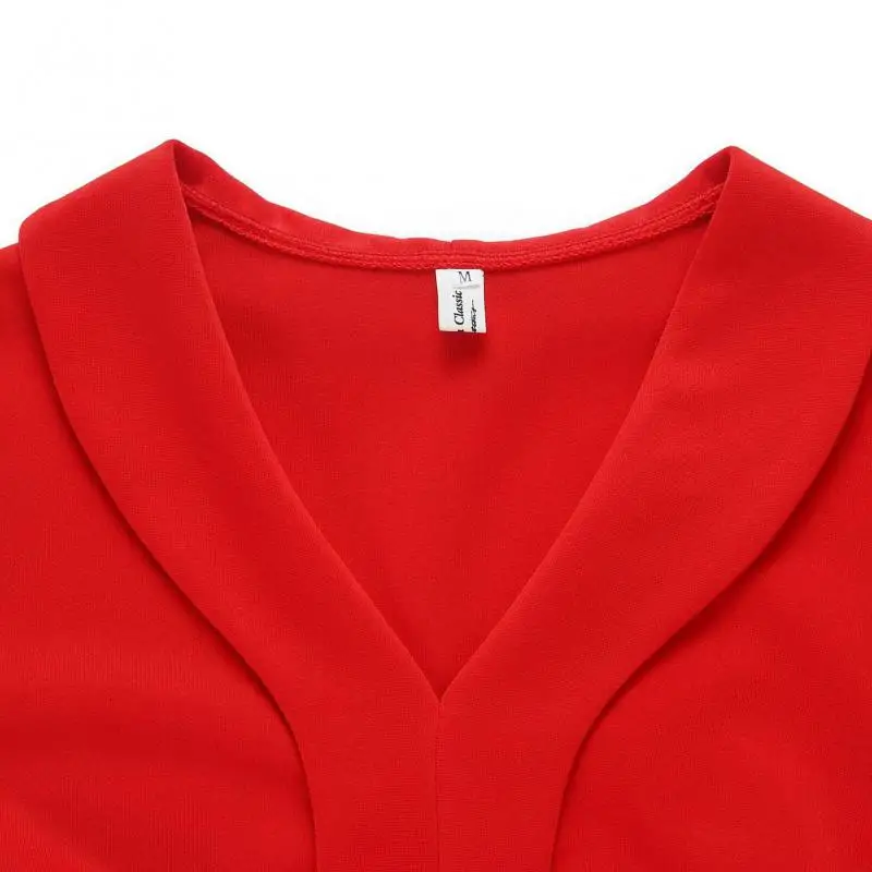 

HIJABMUSS Red V-neck Fashion Thin Dress African Large Women's Seven Minute Sleeve Lady Style High Waist Large Swing A-line Skirt