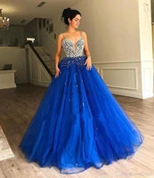 crystal blue quinceanera dresses 2019 spaghetti backless robe de bal major beading prom party gowns ball gown for vestidos de 15
