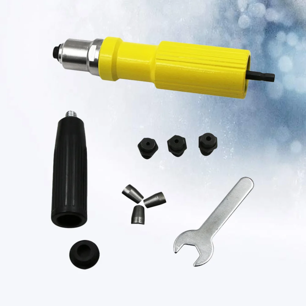 

Electric Rivet Nut Machine Riveting Tool Cordless Riveting Drill Adapter Yellow