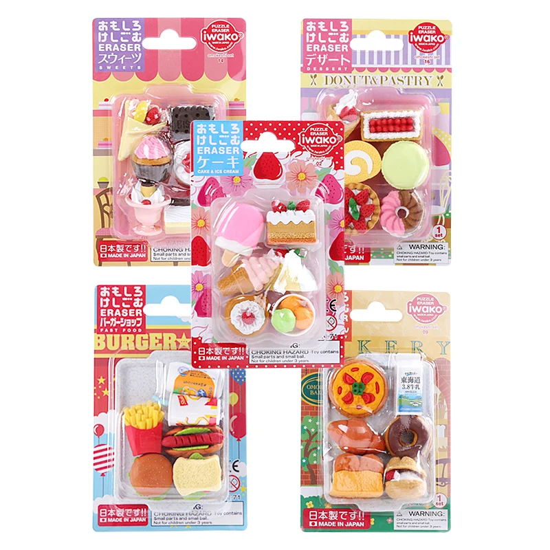 

1 set Japan IWAKO Puzzle Eraser Set Novelty Dessert/Animal/Toy Collection Perfect Gift Creative Stationery Removable assembled