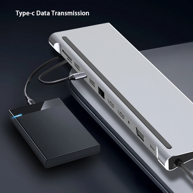 12 в 1 Тип USB C концентратор двойной Hdmi Rj45 Мульти 3 0 Мощность адаптер док станция для