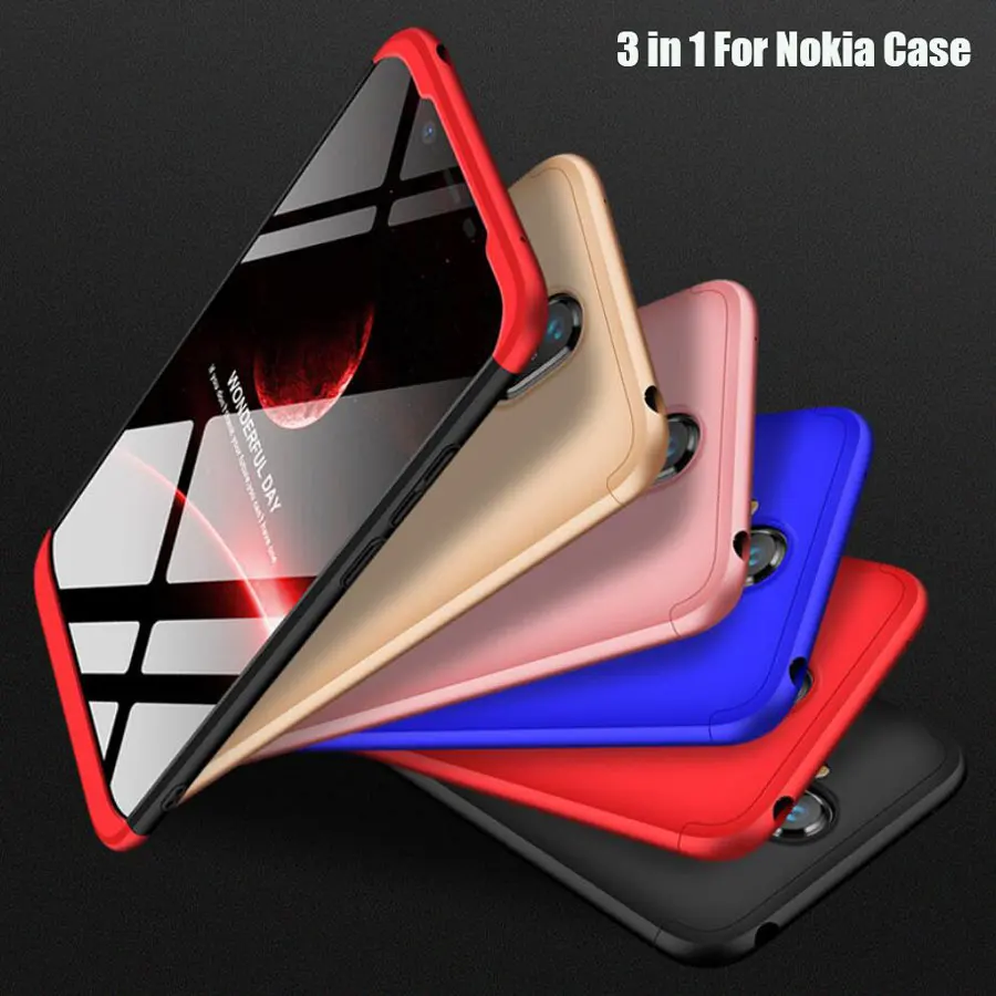 

For Nokia 6 7 Plus 8.1 Plastic Case Ultra Thin PC Cover For Nokia 6.1 X6 2018 3 in 1 Full Body Hard Hybrid Protective Shell Case
