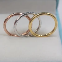 pure 18k gold ring for women girl smooth band real rose gold lucky ring us size 7 8 gift engagement ring jewelry stamped 1pcs