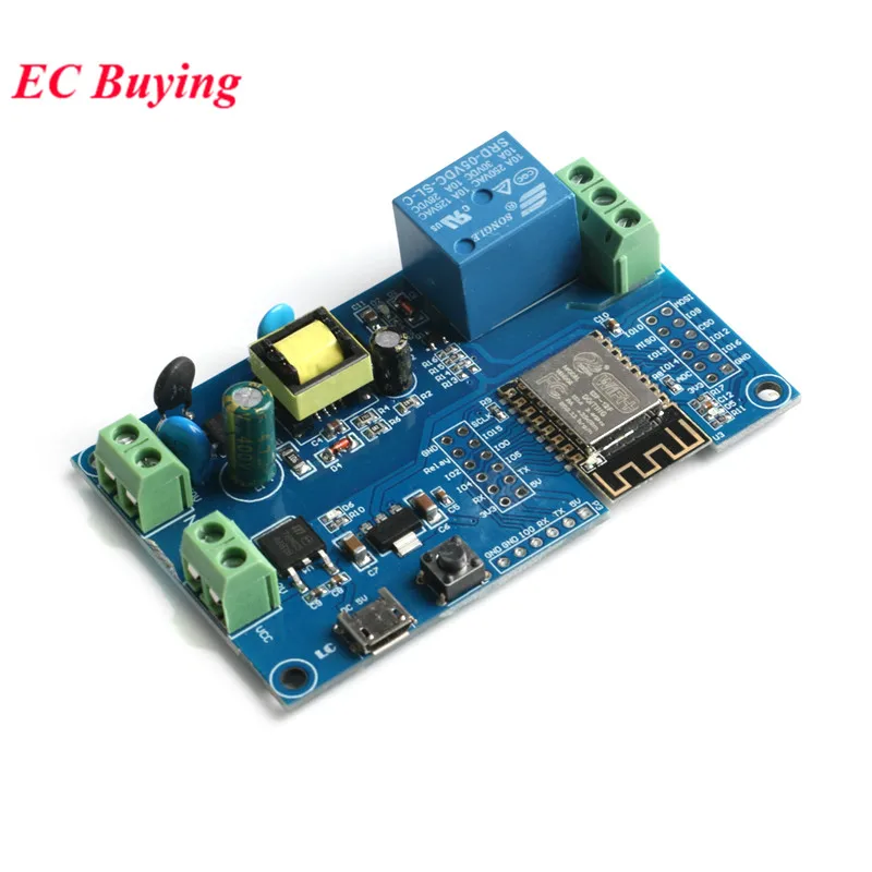 Беспроводной релейный модуль ESP8266 с Wi-Fi Φ AC 220V DC 5V 12V источник питания ESP 12F макетная