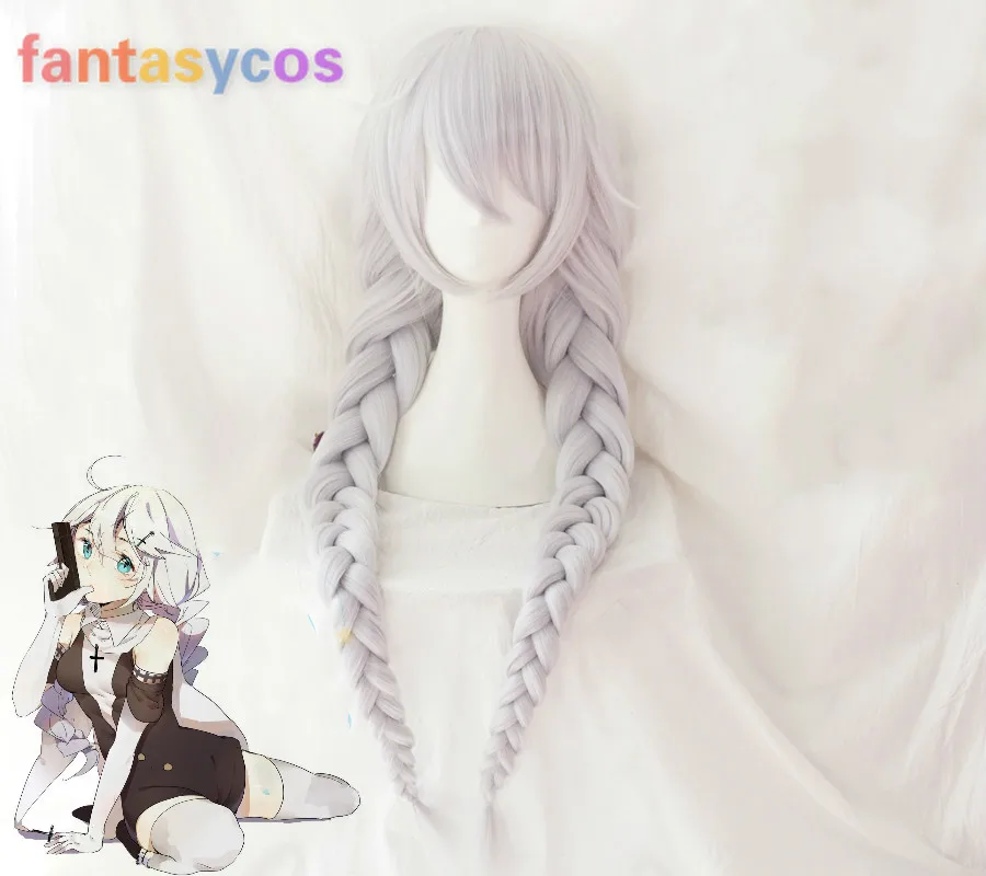 Парик для косплея Honkai Impact 3 киана каслана плетеные хвосты Серебристые Длинные
