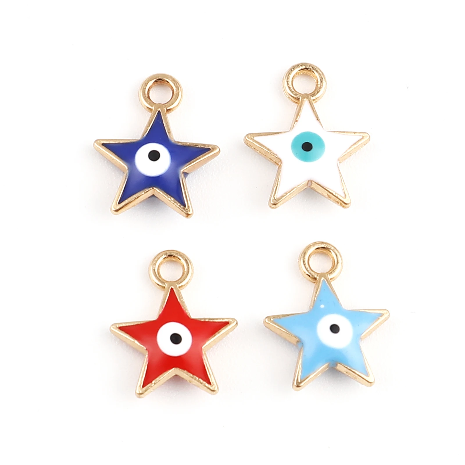 

10 PCs/lot 14*11mm Galaxy Charm Pendants Star Shape With Evil Eye Enamel Multicolor Charms For Necklace Keychain Making DIY