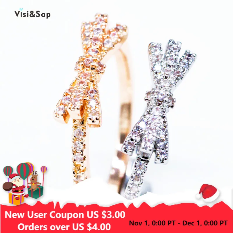 Женское кольцо с бантом Visisap элегантное в Корейском стиле для свадьбы или юбилея