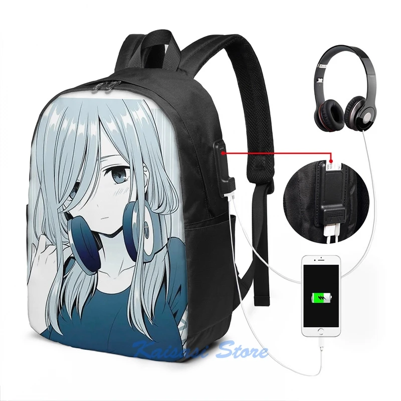 Забавный графический принт Накано Мику Go Toubun No Hanayome USB заряд рюкзак школьные