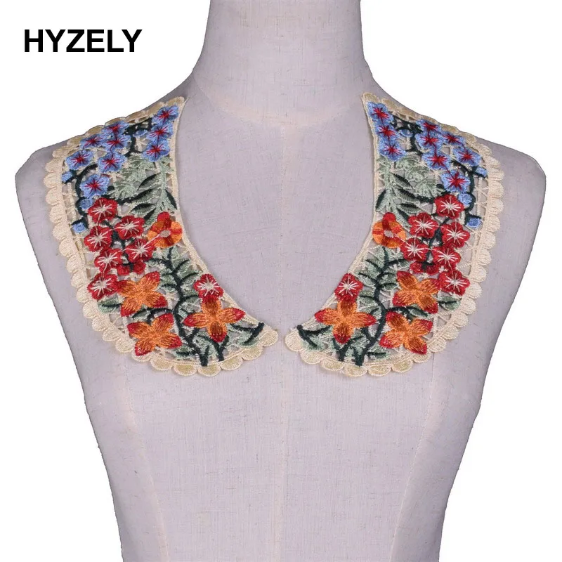 1 пара разноцветных кружевных платьев с цветочной вышивкой и воротником вечерние