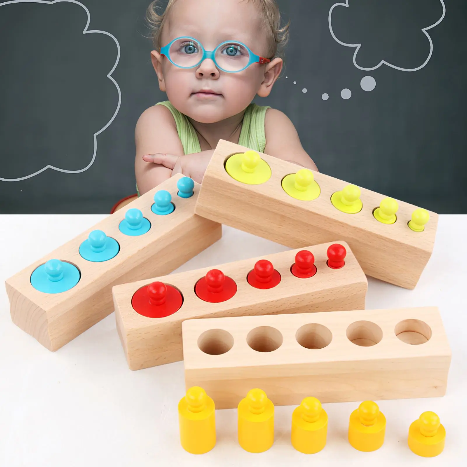 

Montessori Cylinder Socket Educational Wooden Toys Kids Early Learning Aids Sensory Toys School Educational Supplies Nesting