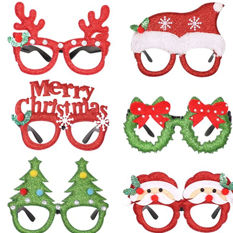 Christmas Kid Toys Decorations Adult Children Toys Santa Snowman Antler Glasses Frame Xmas Decoration Glasses For Home Supplies