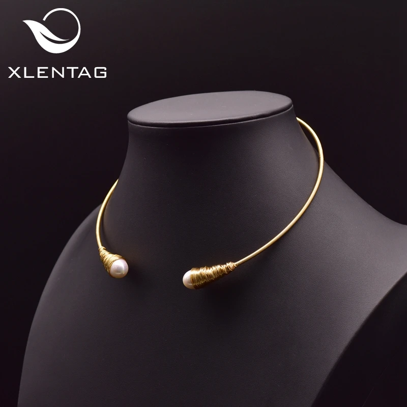 XlentAg натуральные пресноводные барокко жемчужные Чокеры ожерелье для женщин