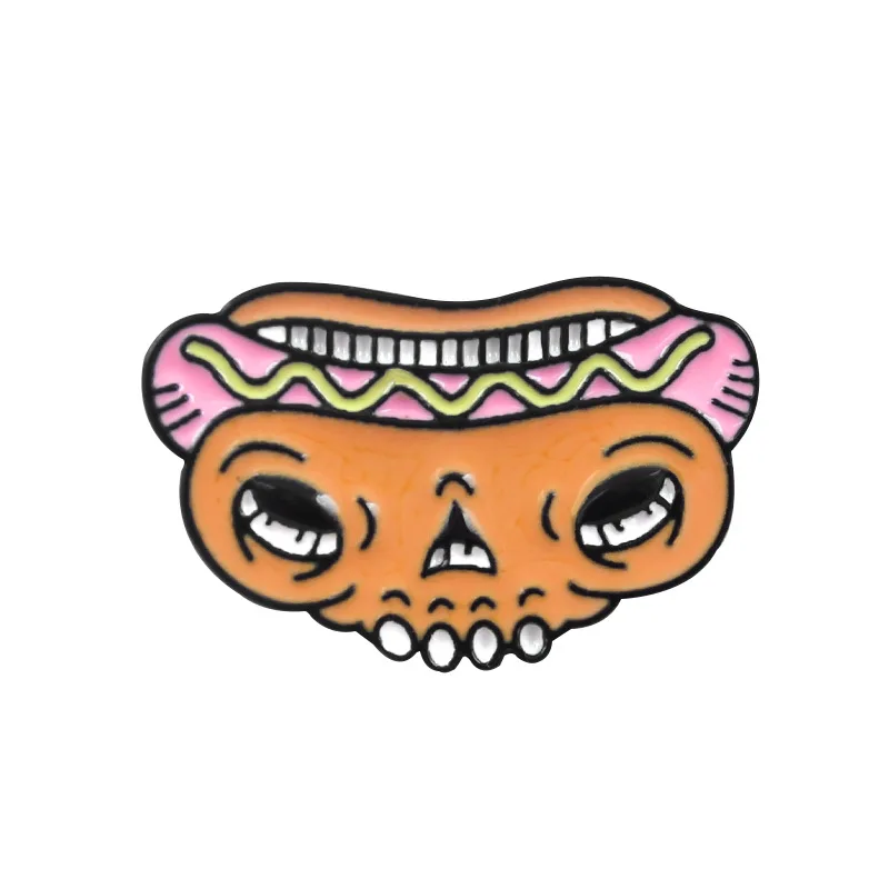 

Gourmet Combination Enamel Pins Pizza Bread Hot Dog Burger Donut Weird Expression Badge Brooch For Friend Gift