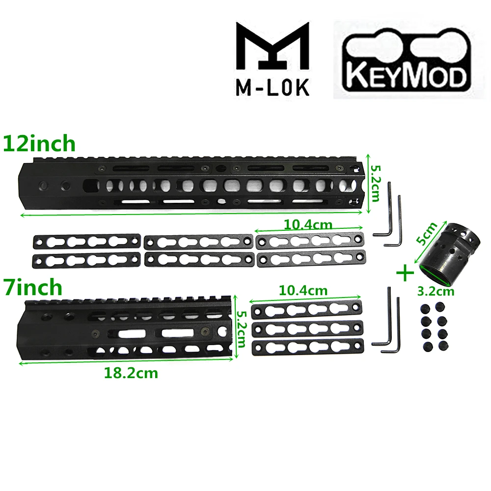 7 &quot12&quot дюймов AR15 Free Float Keymod MLOK Handguard Picatinny Rail для охоты Тактический M4 M16 прицел