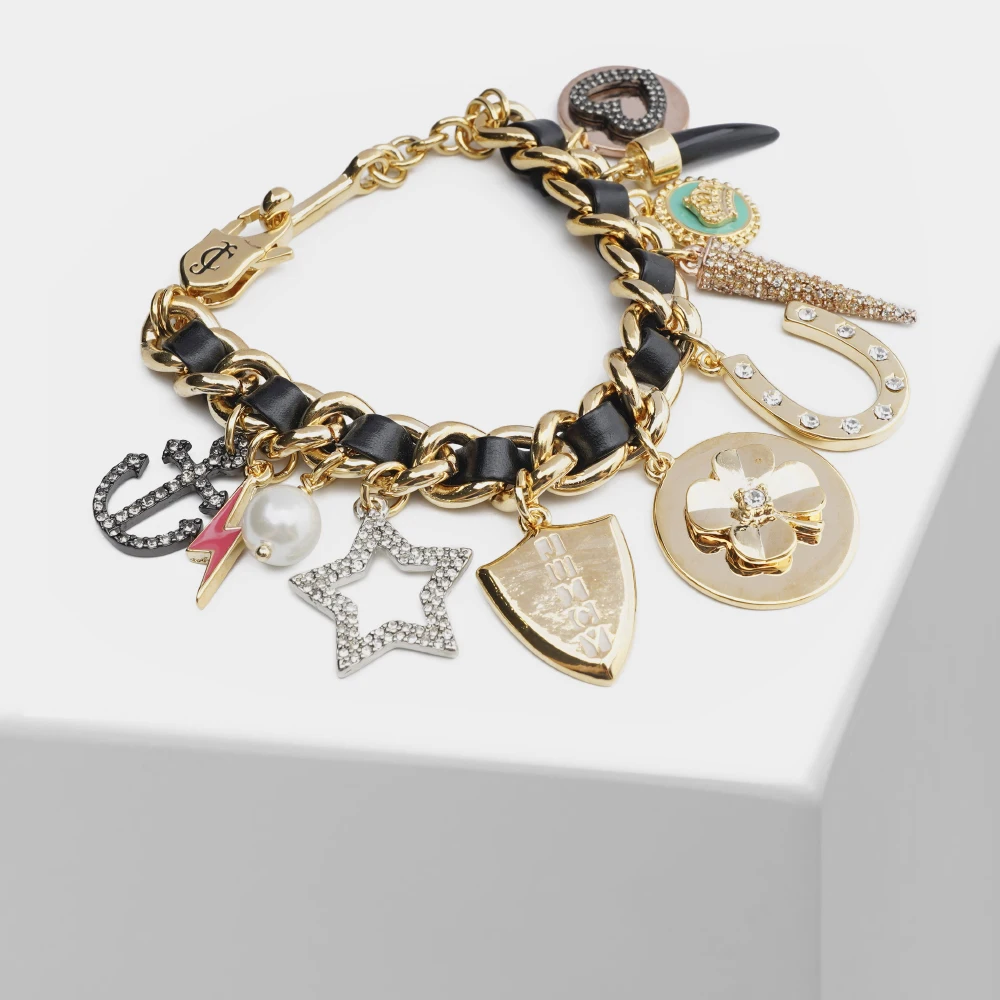 

o35 punk style chunky thick chain bracelet for women charm leather bracelet for girl jewelry gift star lucky clover