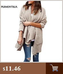 Puimentiua, Женский вязаный свитер с длинным рукавом, длинные кардиганы, Осень-зима, повседневный вязаный свитер размера плюс, кардиган, пальто