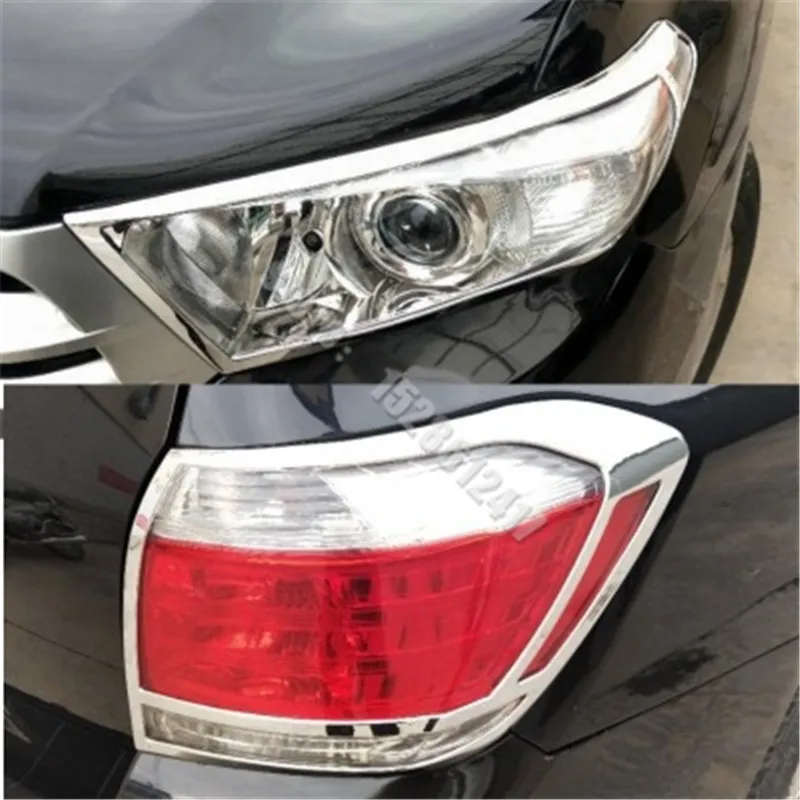 

for Toyota Highlander 2009-2014 ABS Chrome Front +Rear Fog light Lamp Cover headlight Lamp Cover Trim Car styling