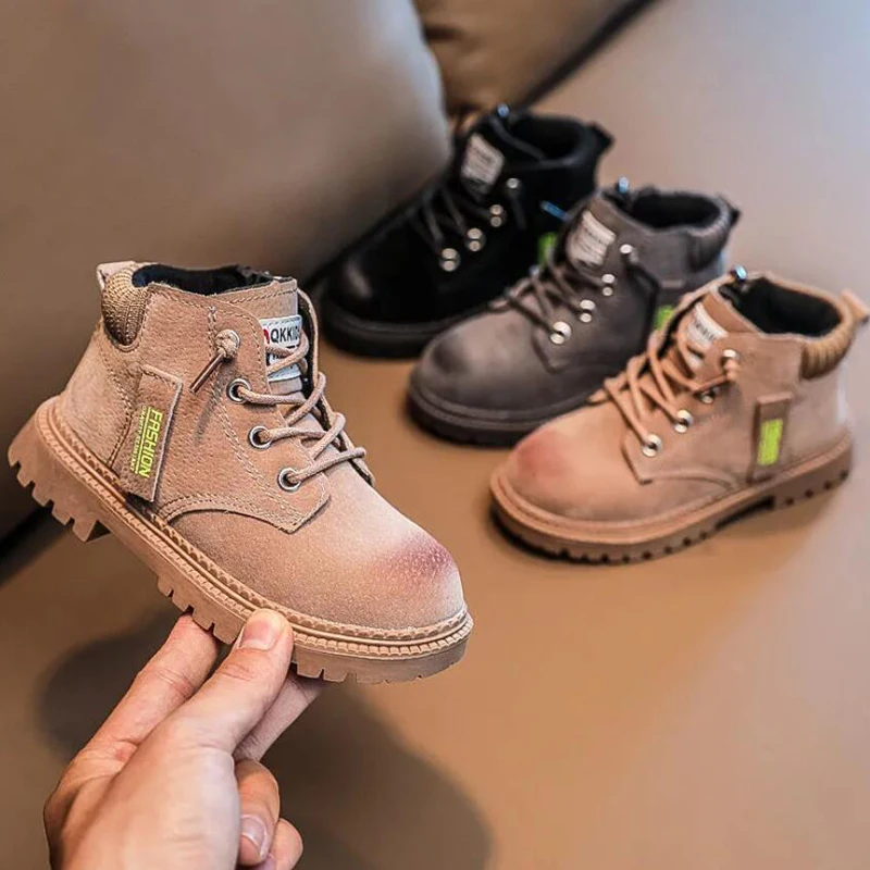 

Детские кроссовки, обувь, Осень-зима, Ботинки Martin, подростковые мальчики, модные британские мотоциклетные короткие ботинки От 5 до 12 лет