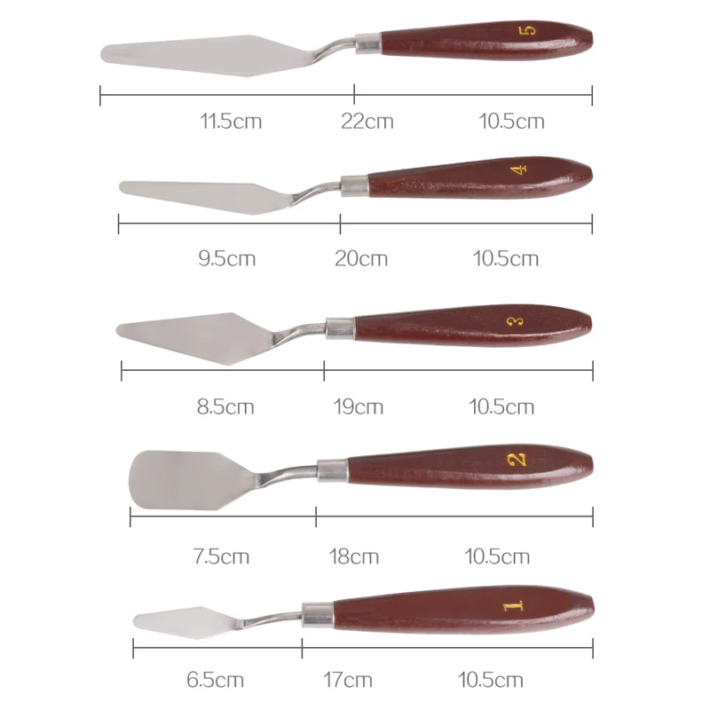 

5Pcs / Set Stainless Steel Spatula Kit Palette Gouache Supplies For Oil Painting Knives Fine Arts Painting Tool Kit HANW88