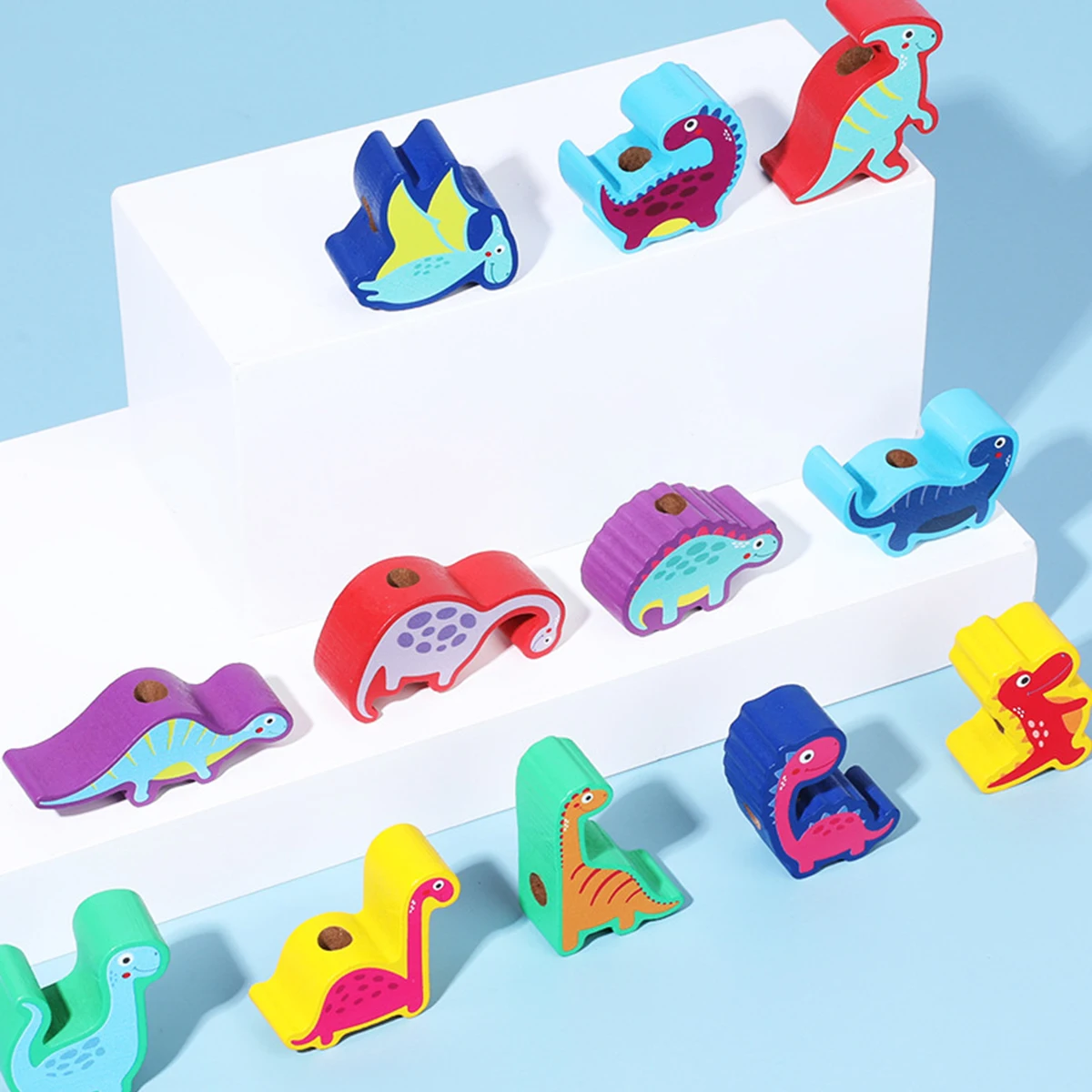 Деревянные строительные блоки Монтессори для баланса животных игрушка-нитка