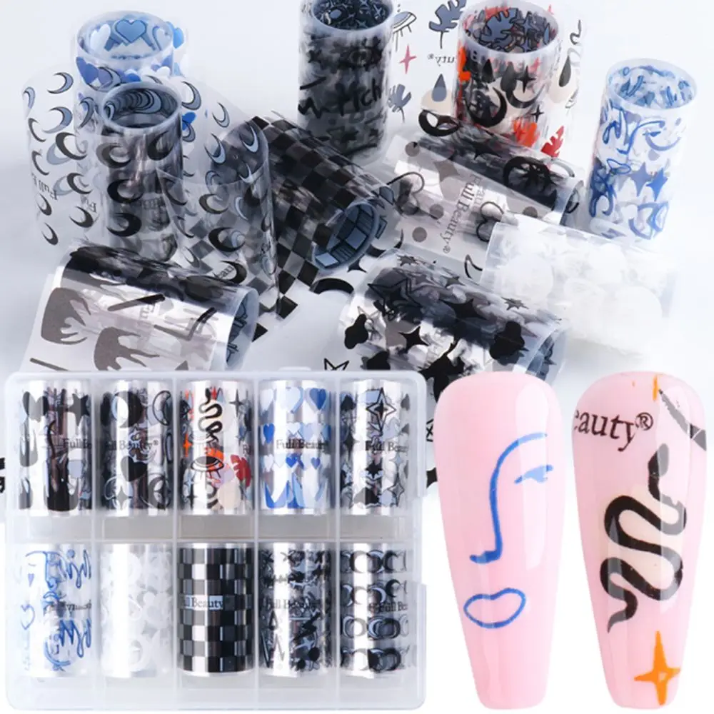 

Abstract Image Star Moon Nail Foils Stickers Snake Transfer Paper Sliders Wraps Manicure Decals Nail Art Decorations