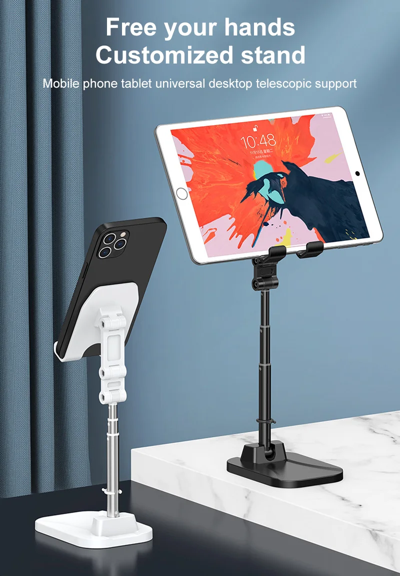 

Smart Phone Holder Stand Portable Car Mobile Phone Holder Phone Tablet Desktop Tripod Aluminum Alloy Telescopic Phone Support