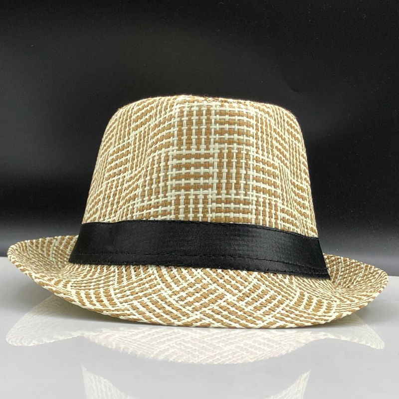 Модные летние соломенные мужские шляпы «Fedora» Мужская Гангстерская шляпа Кепка летняя пляжная шляпа Панама шляпа сомбреро шляпа с полями для путешествий