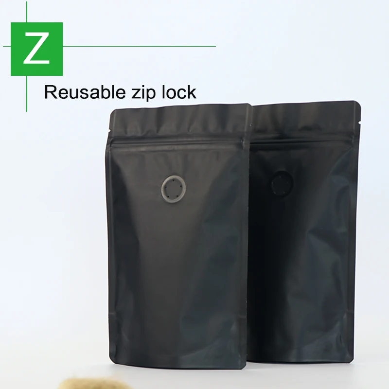 14pcs 1 pound 500g matte black coffee bean pouch one side degassing valve bag stand up zip | Дом и сад