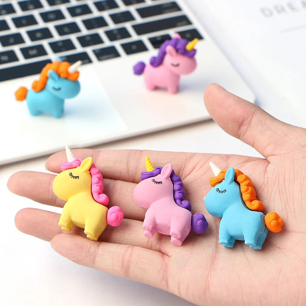 3 шт./лот Kawaii толстый Единорог ластик модифицированный милый мультяшный