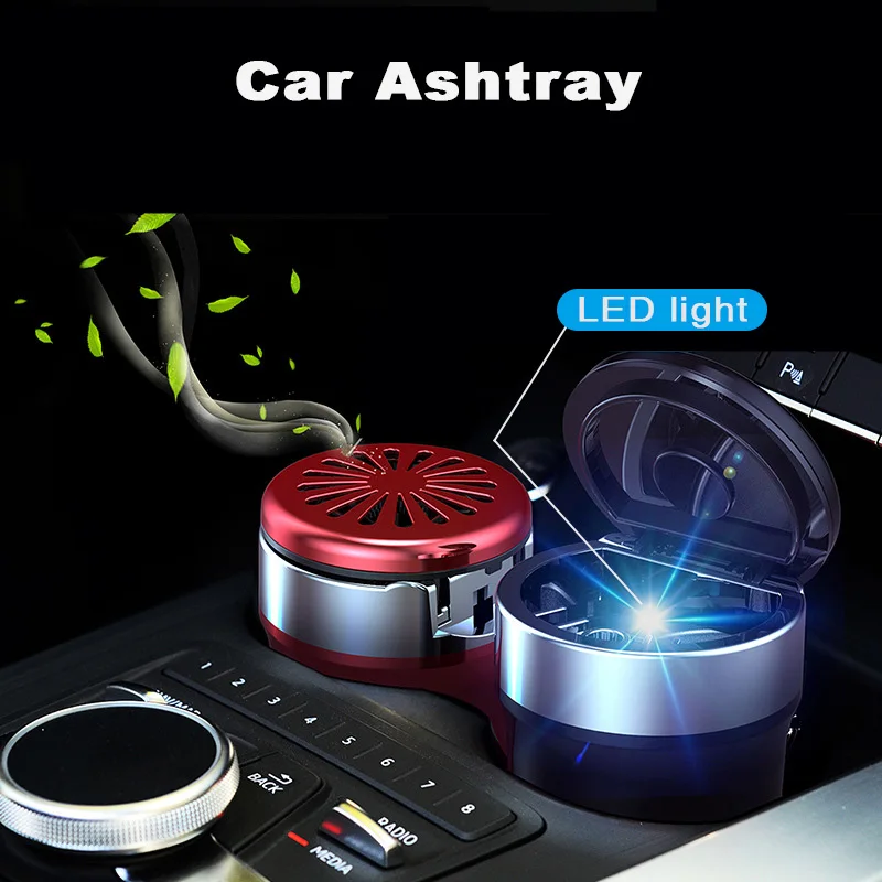

Car Ashtray Air Freshener Auto Ashtray Diffuser Stainless Steel LED Lights Ashtray For Car Accessories Interior Auto Ambientador
