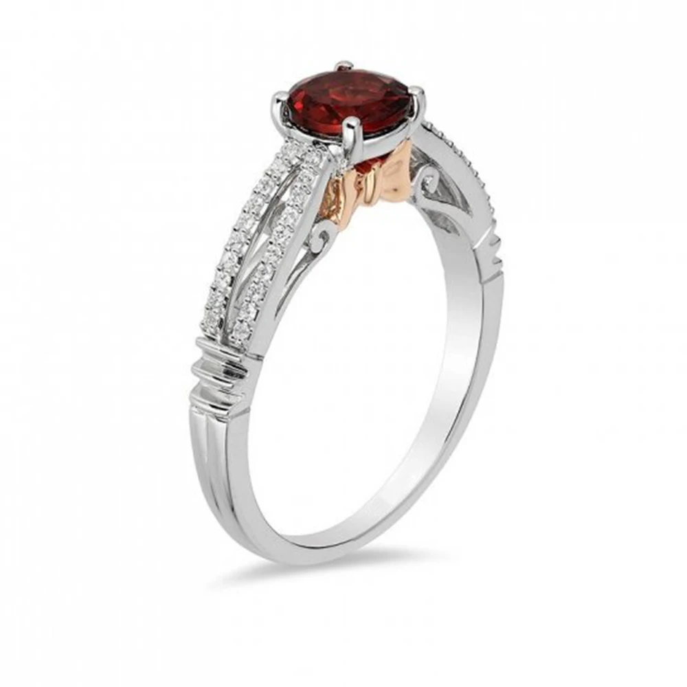 HESHI New popular European and American ins style fashion temperament simple inlaid two-color golden garnet Snow White ring