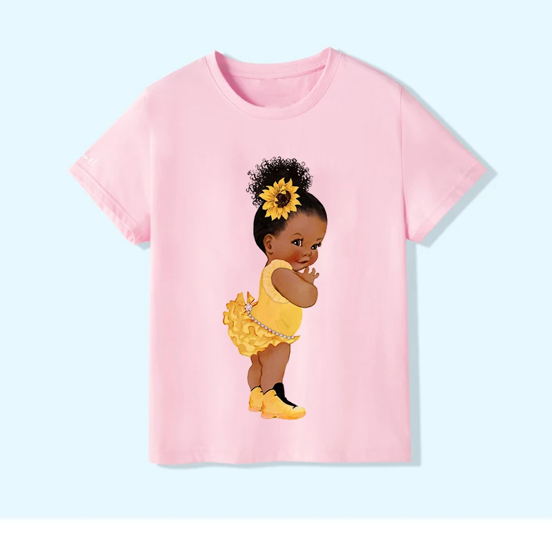 Милая маленькая черная футболка с принтом меланина для девочек и мальчиков