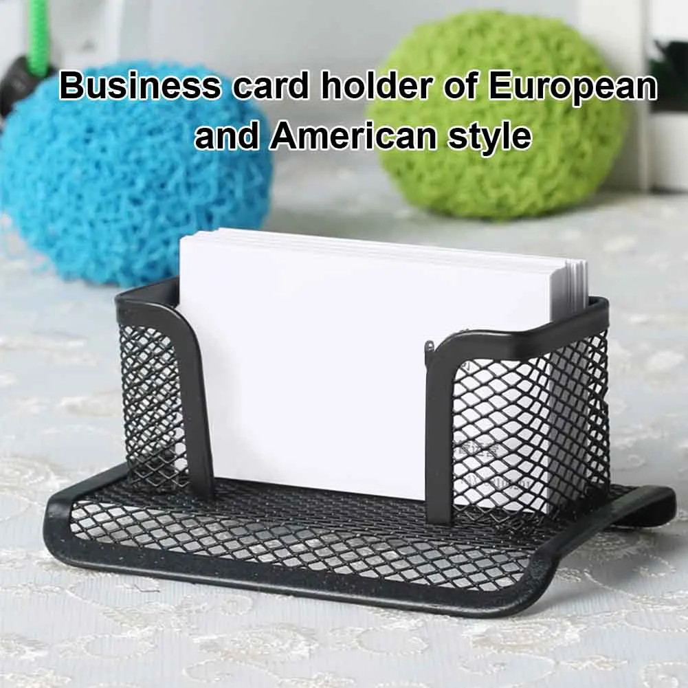 

Portable Geometric Stand Solid Desktop Stationery Modern Free Standing Mesh Support Business Card Holder Office Metal Bracket