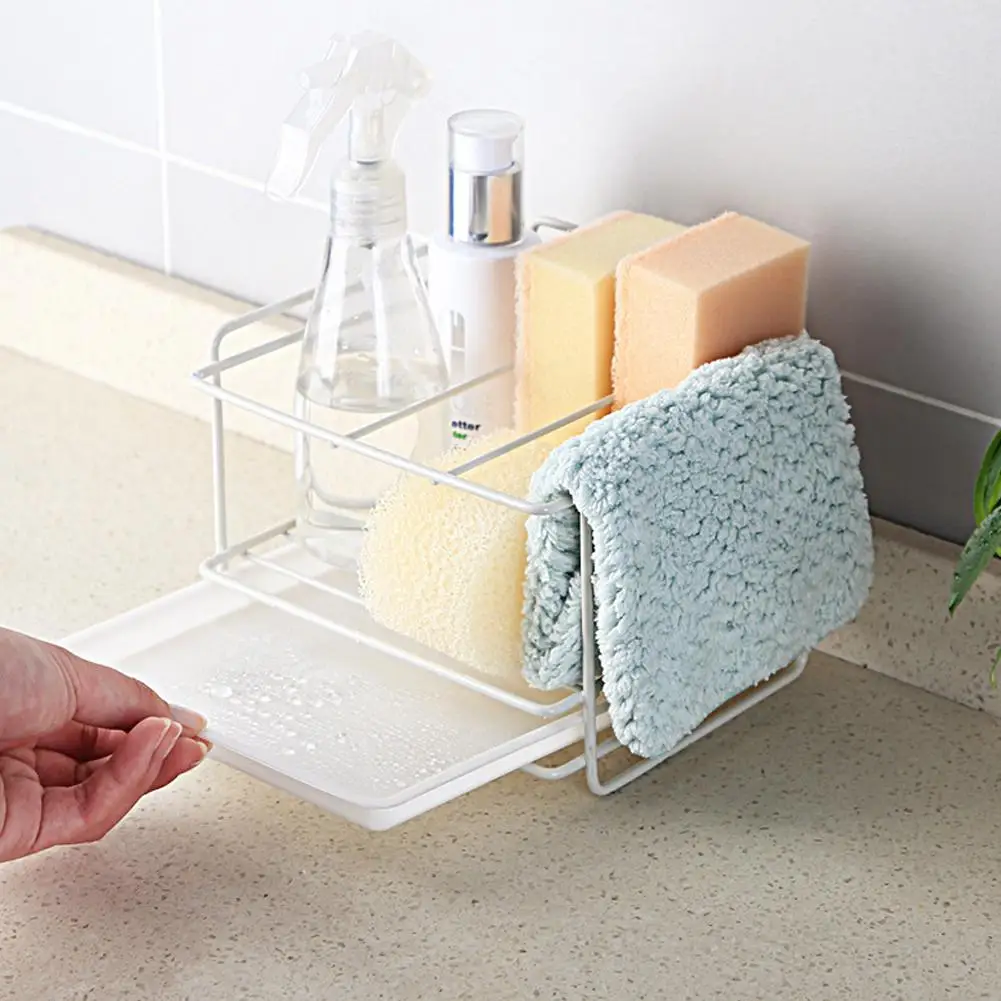 Дыропробивной железный стеллаж для слива кухни органайзер с лотком держатель