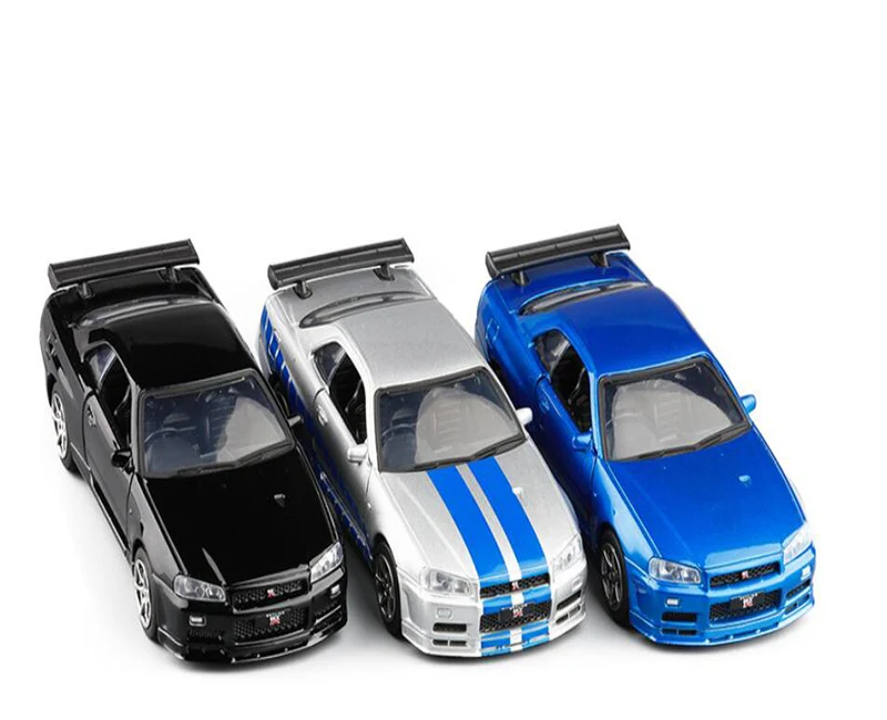 1:36 автомобиль игрушечный из сплава Nissan GTR R34 спортивный модель металлической