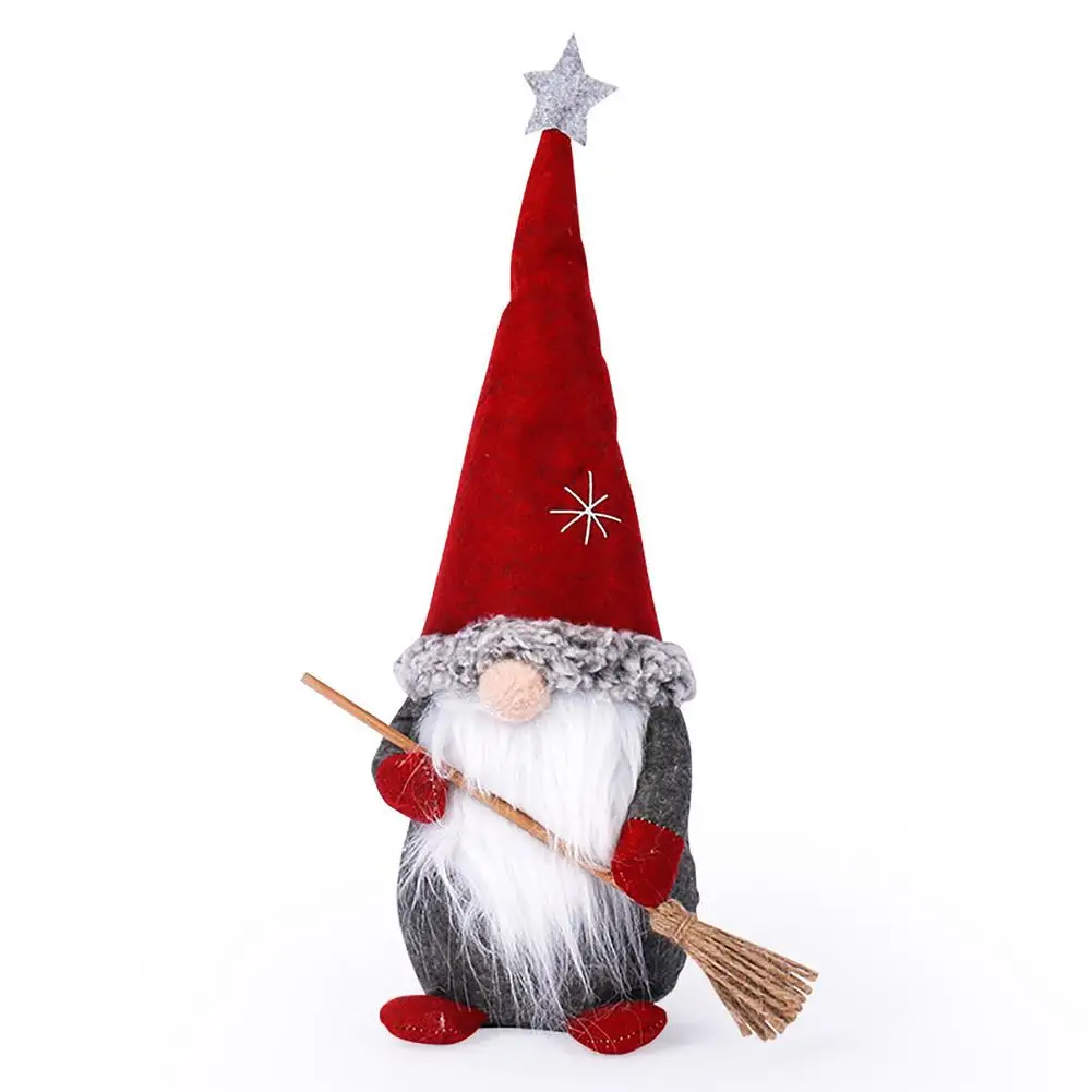 

Christmas Gnome Decor Holiday Swedish Tomte Gnome Plush 14'Scandinavian Handmade Fall Halloween Sweeping Gnome For Farmhouse H